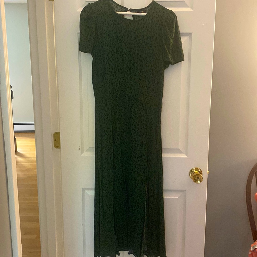 Midi length green and black short sleeve dress size large